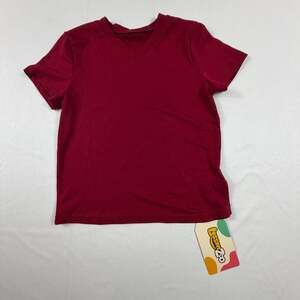 LessonZoo Children's Solid Burgundy V-Neck Short Sleeve T-Shirt